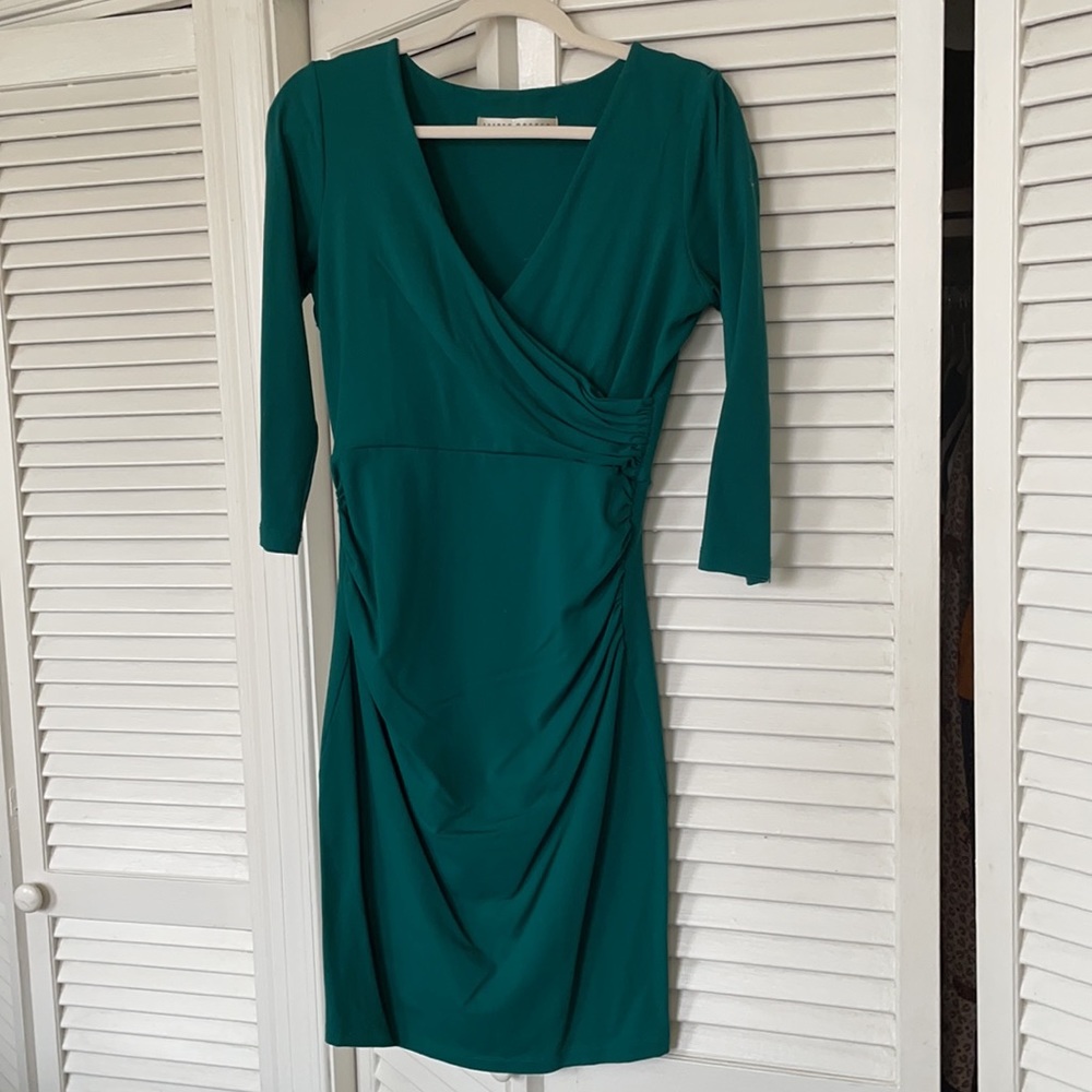 Susana Monaco 3/4 sleeve stretchy gathered wrap dress